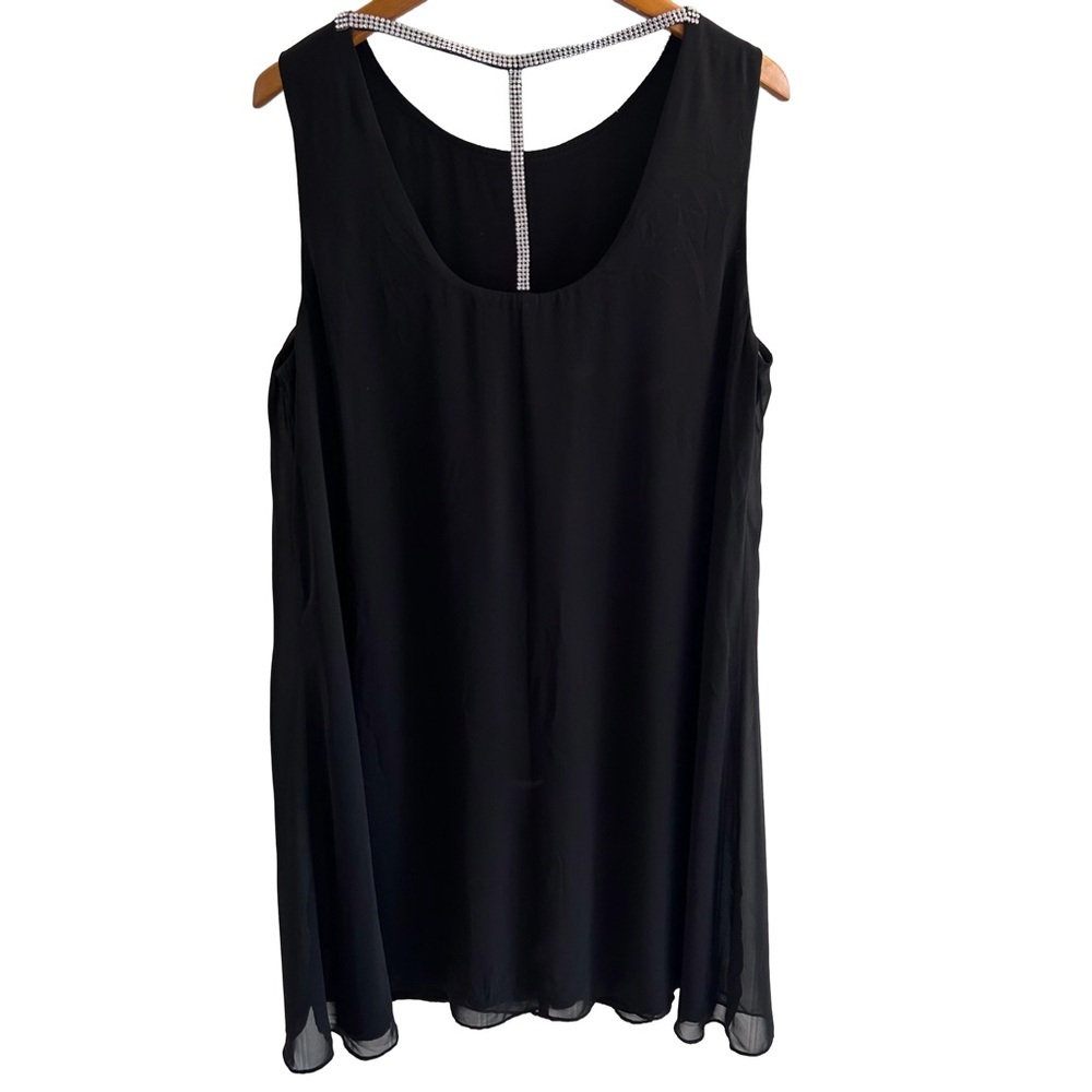 MSK Black Sleeveless Dress with Silver Rhinestone Accents Size 14 - Picture 3 of 7